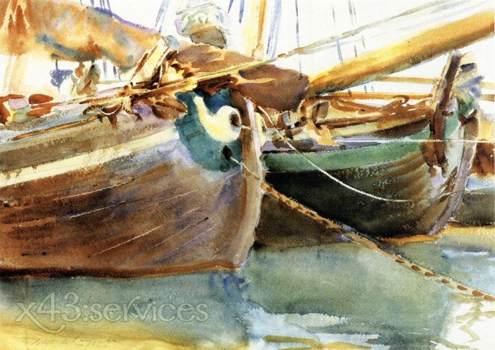 John Singer Sargent - Boote Venedig - Boats Venice